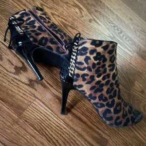 Leopard open toe booties
